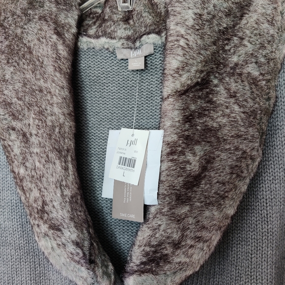 NWT J.Jill fur trim sweater vest Large - Picture 3 of 4